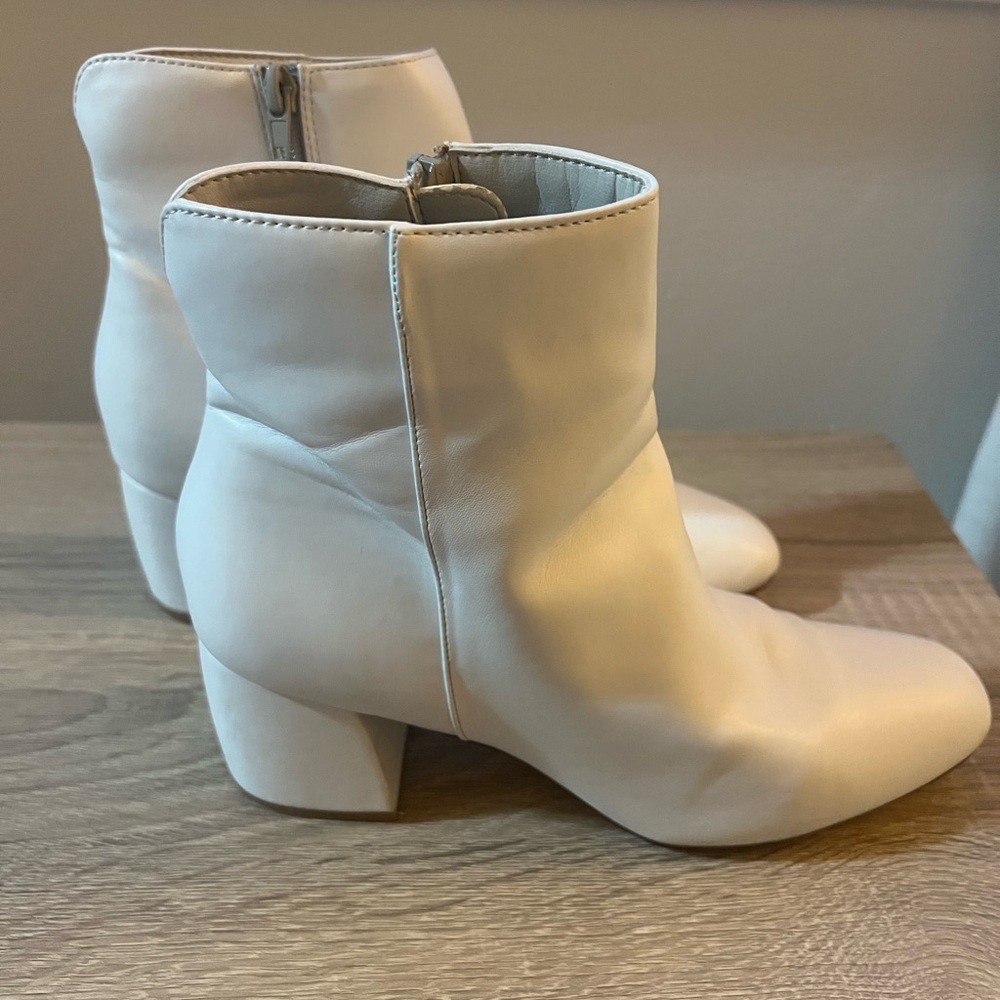 Chinese Laundry Cream Ankle Booties with Chunky Heel